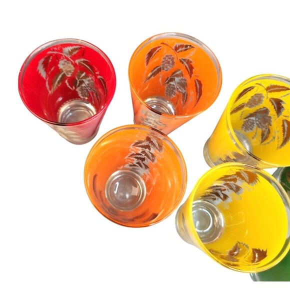 Vintage Libbey Grape Leaf Glasses Set of 7 | Gold Leaf Barware | 1950s–60s Multi - Picture 6 of 12